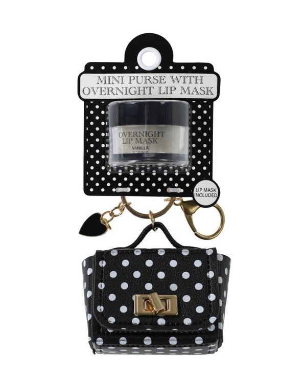 Handbags - Mini Polka Dot Purse Keychain with Vanilla Overnight Lip Mask